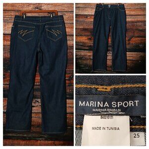 Marina Rinaldi Sport Jeans Size 25 US 16 Dark Wash Indigo Mid Rise Wide Leg